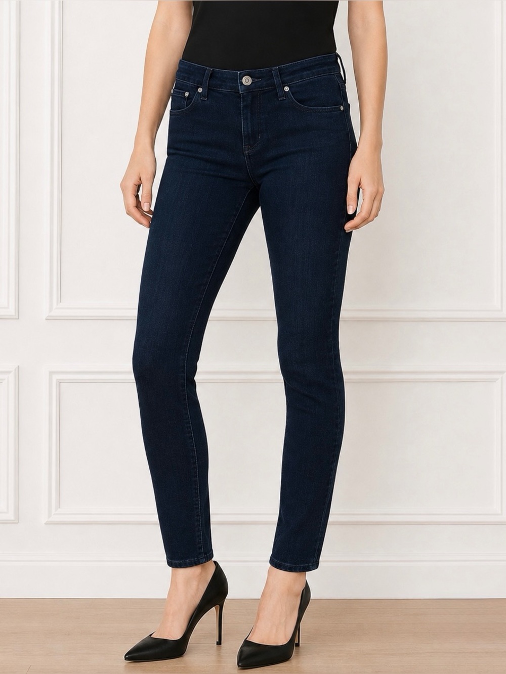 AG $198 Womens Size 27 The Prima Dark Wash Mid Rise Stretch Cigarette Jeans